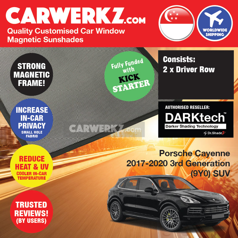 DARKtech Porsche Cayenne 2017-Current 3rd Generation (9YA/9YB) Germany SUV Customised Car Window Magnetic Sunshades - carwerkz sg