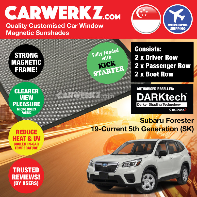 DARKtech Subaru Forester 2019-Current 5th Generation (SK) Japanese Subcompact Crossover SUV Customised SUV Window Magnetic Sunshades - carwerkz singapore japan australia united kingdom