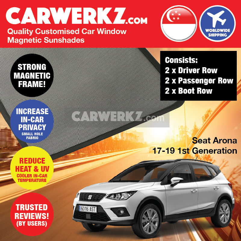 Seat Arona 2017-2020 1st Generation Spain Compact SUV Customised Car Window Magnetic Sunshades - CarWerkz