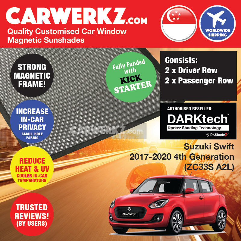 DARKtech Suzuki Swift 2017-Current 3rd Generation (ZC33/A2L) Japan Hatchback Customised Car Window Magnetic Sunshades - carwerk sg