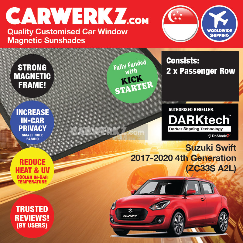DARKtech Suzuki Swift 2017-Current 3rd Generation (ZC33/A2L) Japan Hatchback Customised Car Window Magnetic Sunshades - carwerk sg
