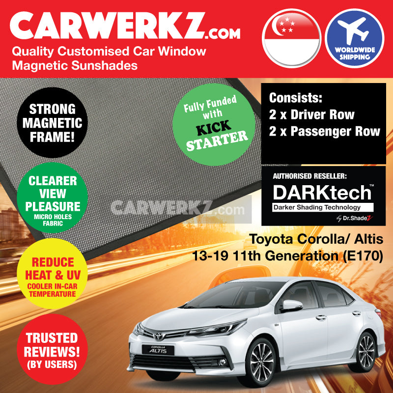 DARKtech Toyota Corolla Altis 2013-2018 11th Generation (E170) Japan Sedan Customised Car Window Magnetic Sunshades - CarWerkz