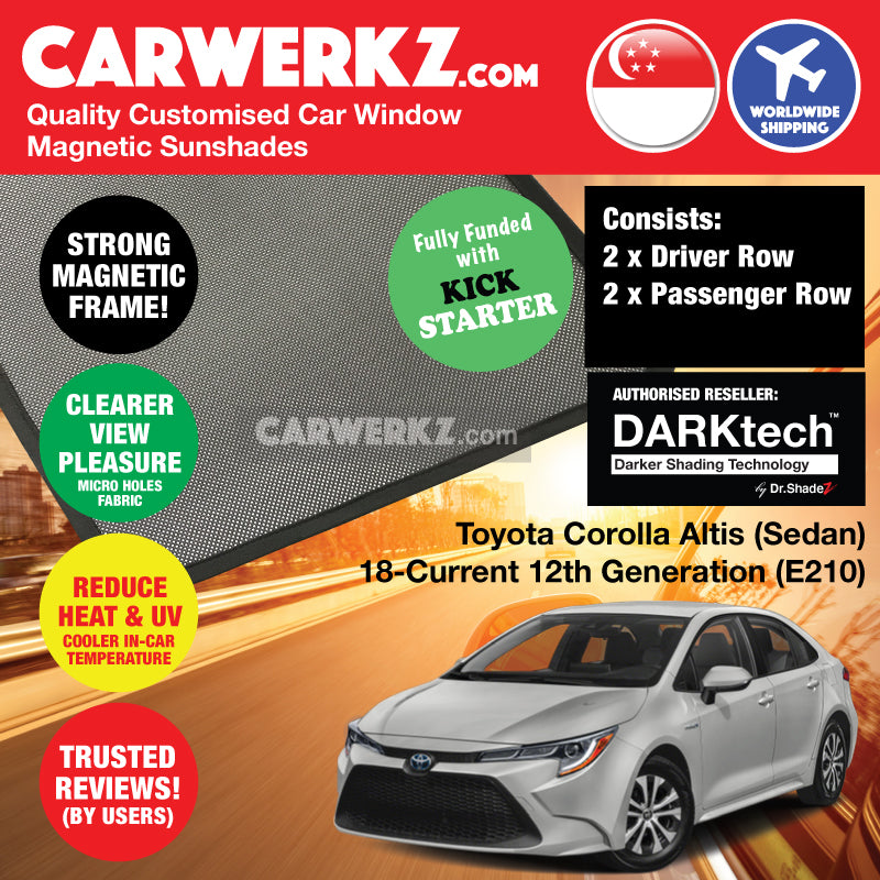 DARKtech Toyota Corolla Altis 2018-Current 12th Generation (E210) Japan Sedan Customised Car Window Magnetic Sunshades - carwerkz singapore australia japan international