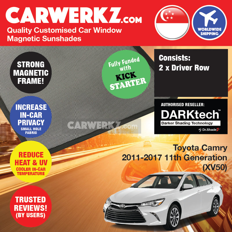 DARKtech Toyota Camry 2011-2019 7th Generation (XV50) Japan Sedan Customised Car Window Magnetic Sunshades - carwerkz sg