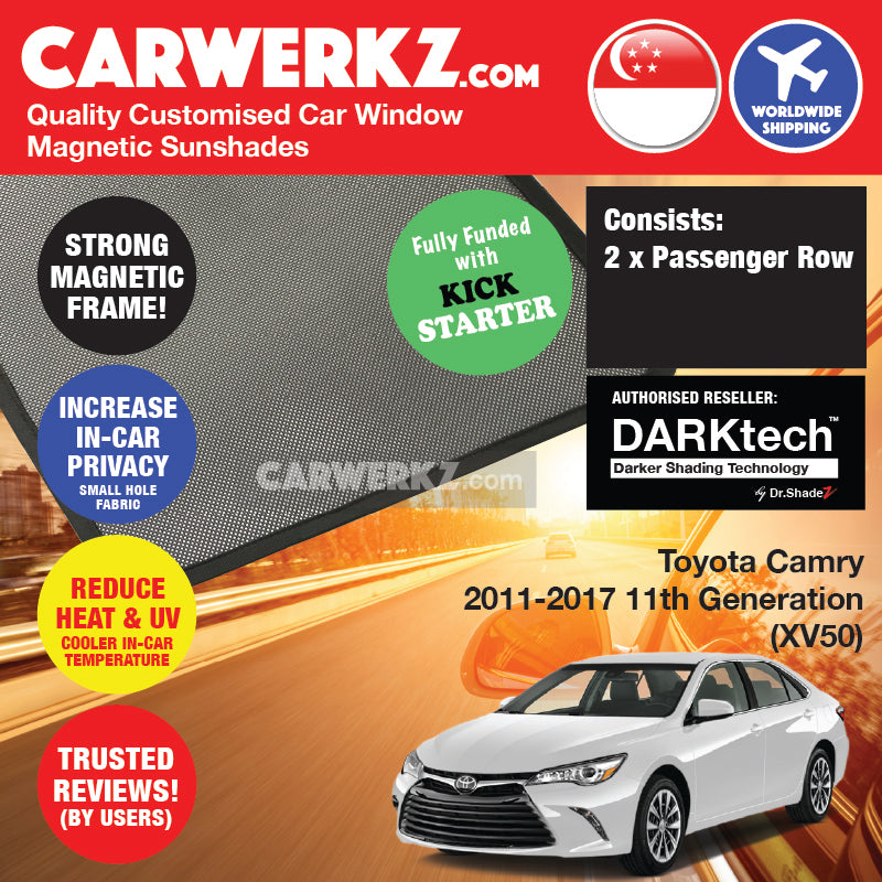 DARKtech Toyota Camry 2011-2019 7th Generation (XV50) Japan Sedan Customised Car Window Magnetic Sunshades - carwerkz sg