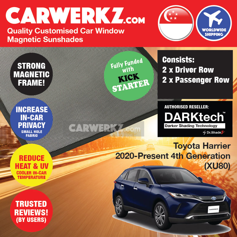 DARKtech Toyota Harrier 2020-Current 4th Generation (XU80) Japan SUV Customised Car Window Magnetic Sunshades - carwerkz sg
