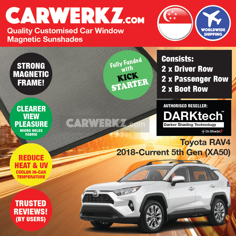 DARKtech Toyota RAV4 2018-Current 5th Generation (XA50) Customised Japan SUV Window Magnetic Sunshades - carwerkz sg