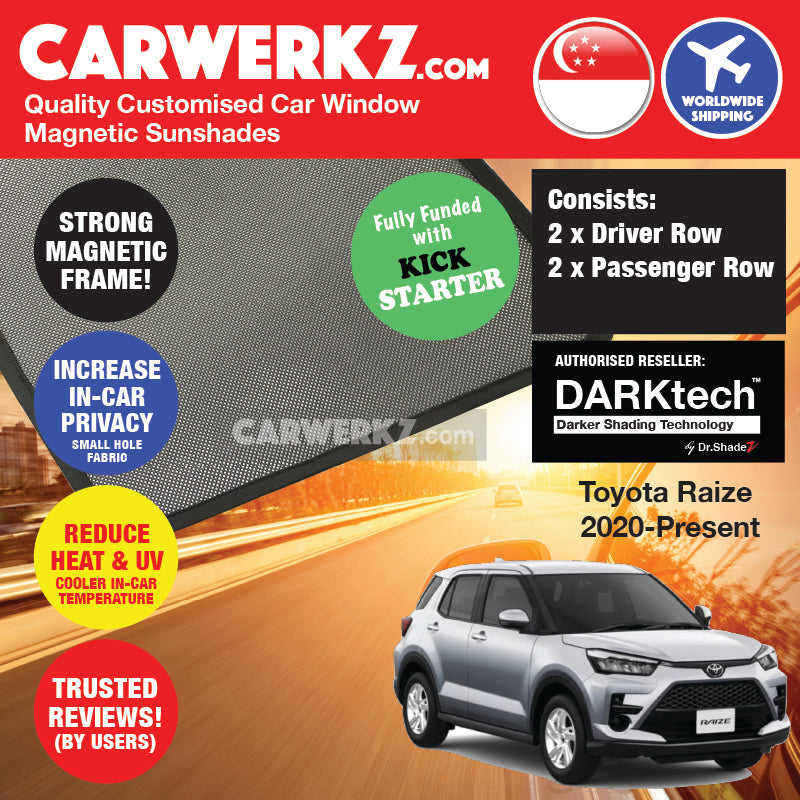 DARKtech Toyota Raize 2019-Current 1st Generation (A200) Japan SUV Customised Car Window Magnetic Sunshades - carwerkz singapore