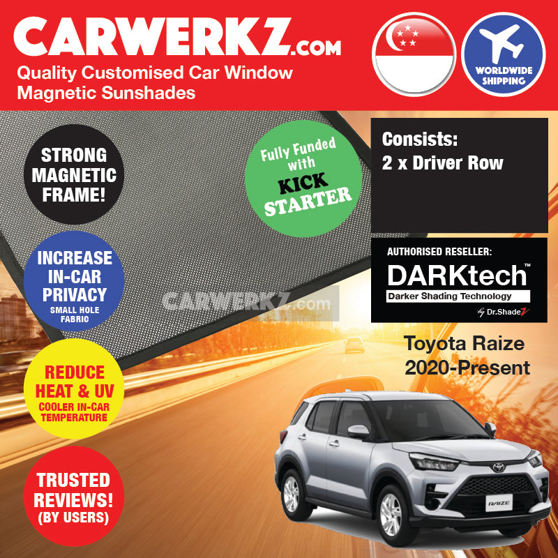 DARKtech Toyota Raize 2019-Current 1st Generation (A200) Japan SUV Customised Car Window Magnetic Sunshades - carwerkz singapore