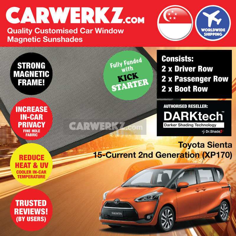 DARKtech Toyota Sienta 2015-Current 2nd Generation (XP170) Japan Mini MPV Customised Car Window Magnetic Sunshades - carwerkz japan singapore malaysia indonesia