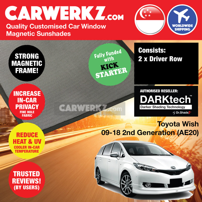 DARKtech Toyota Wish 2009-2018 2nd Generation (AE20) Japan MPV Customised Car Window Magnetic Sunshades - CarWerkz
