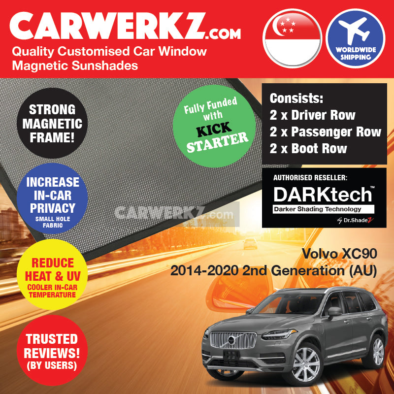 DARKtech Volvo XC90 2016-Current 2nd Generation (AU) Sweden Luxury SUV Customised Car Window Magnetic Sunshades - carwerkz singapore sg