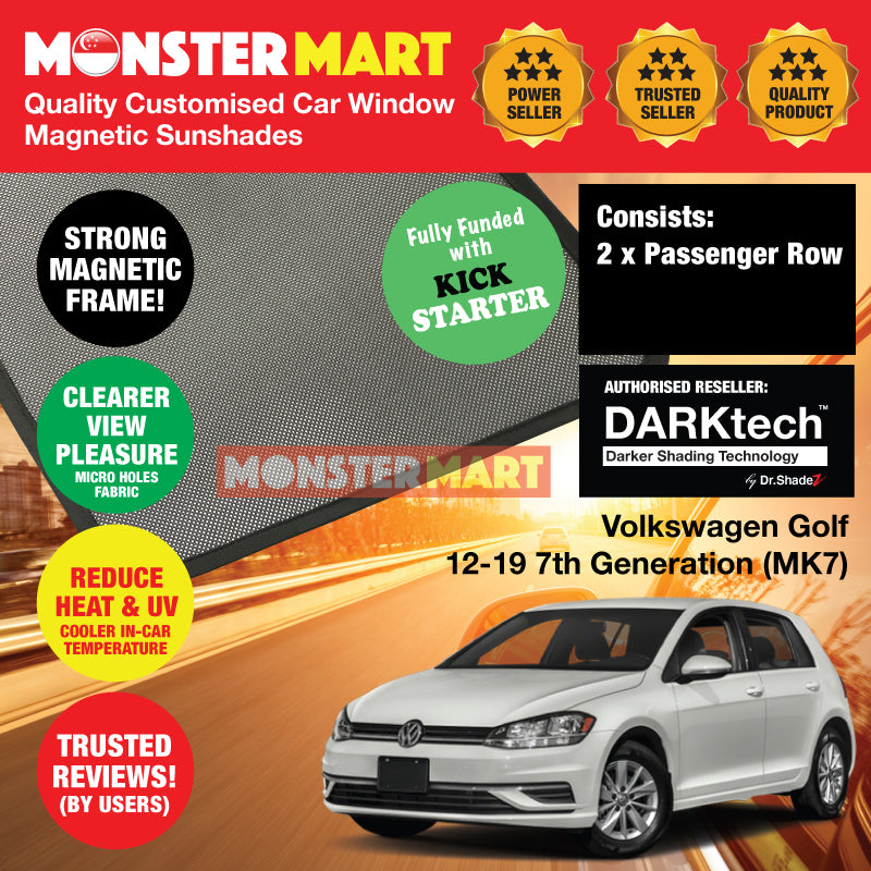 DARKtech Volkswagen Golf 2012-2019 7th Generation (MK7) Germany Hatchback Customised Car Window Magnetic Sunshades - CarWerkz