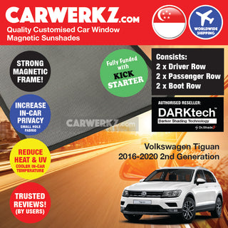 Dr Shadez DARKtech Volkswagen Tiguan 2016-Current 2nd Generation (AD/BW) Germany SUV Customised Car Window Magnetic Sunshades