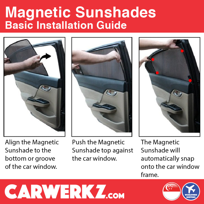 Audi A1 2018-Present (5 Doors) 2nd Generation (GB) Germany Supermini Sportback Hatchback Car Customised Magnetic Sunshades 4 Pieces easy installation guide - CarWerkz Singapore