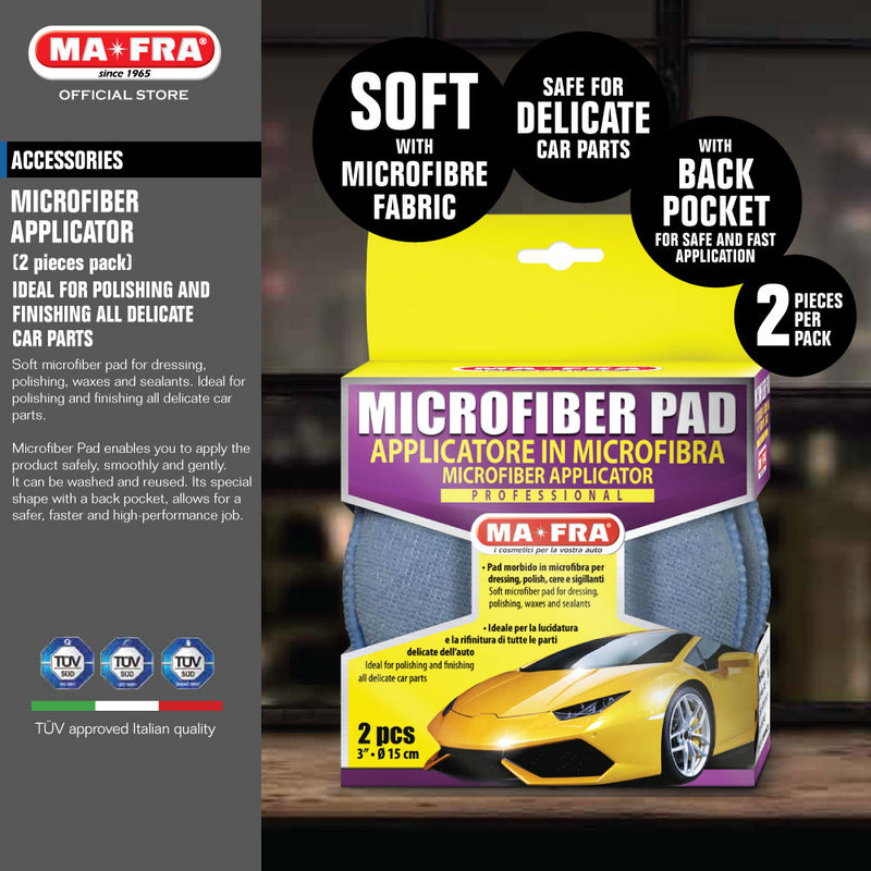 Mafra Microfibre Pad 2 piece pack (Safe for interior and exterior application like delicate dashboard, side skirt, plastic, wood inserts and more) - carwerkz singapore sg