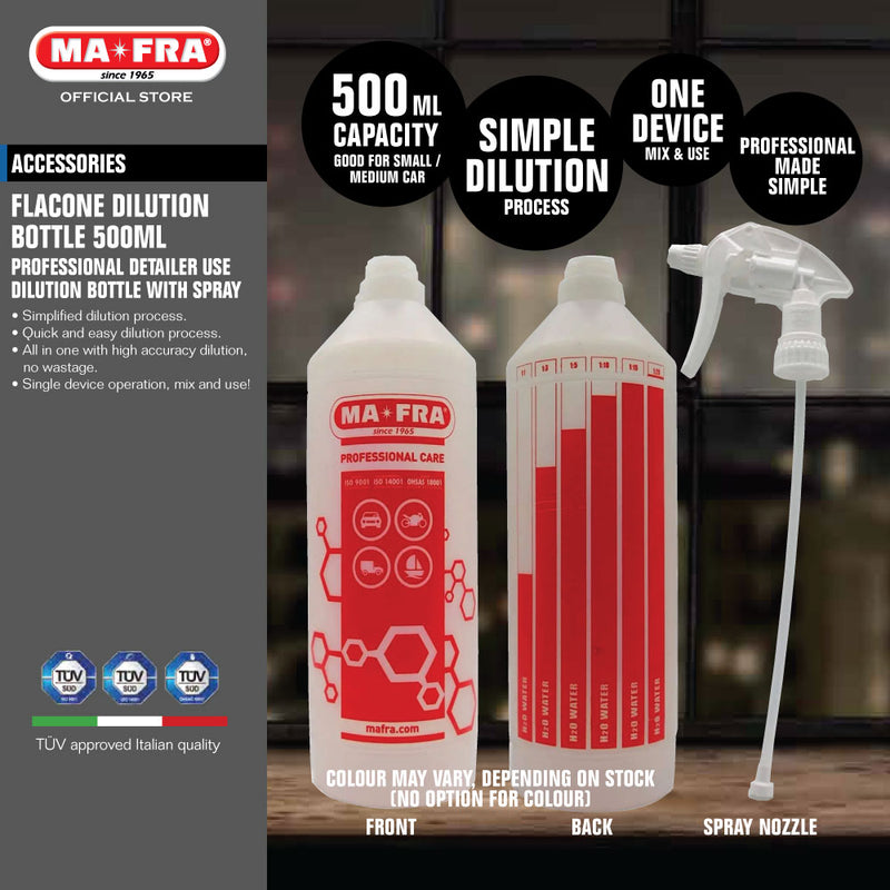 Mafra Flacone Professional Detailer Dilution Bottle 500ml (The professional groomer detailer PET bottle for the prosumer Easy mix and dilution of car care) - carwerkz singapore sg