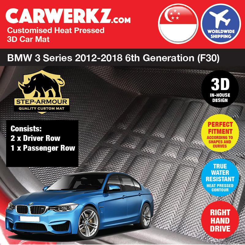 STEP ARMOUR™ BMW 3 Series 2012-2018 6th Generation (F30) German Luxury Sedan Car Customised 3D Car Mat