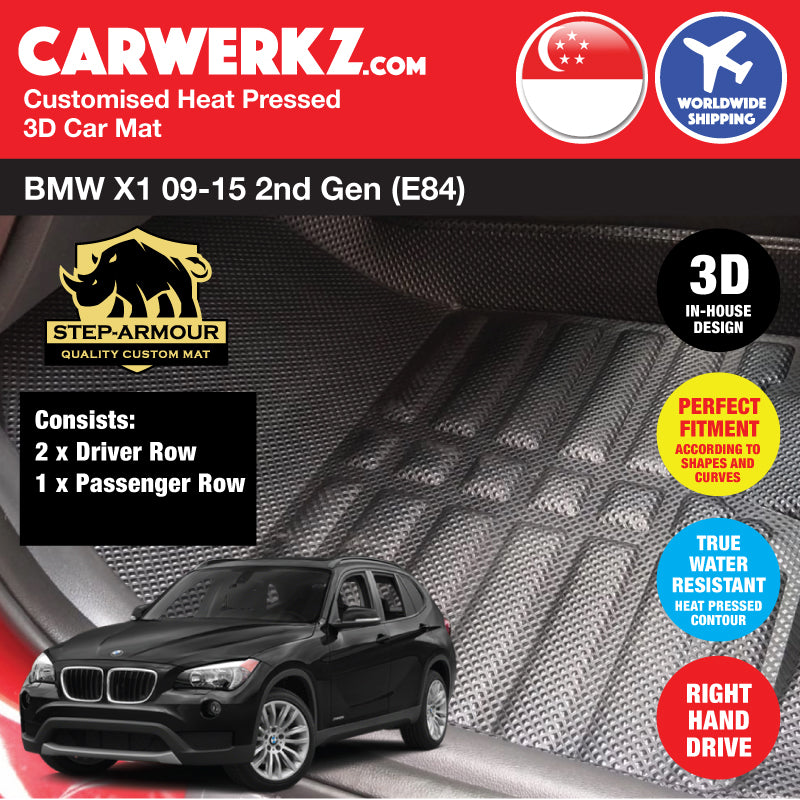 STEP ARMOUR™ BMW X1 2009-2015 1st Generation (E84) Customised Luxury German Compact SUV 3D Car Mat - CarWerkz