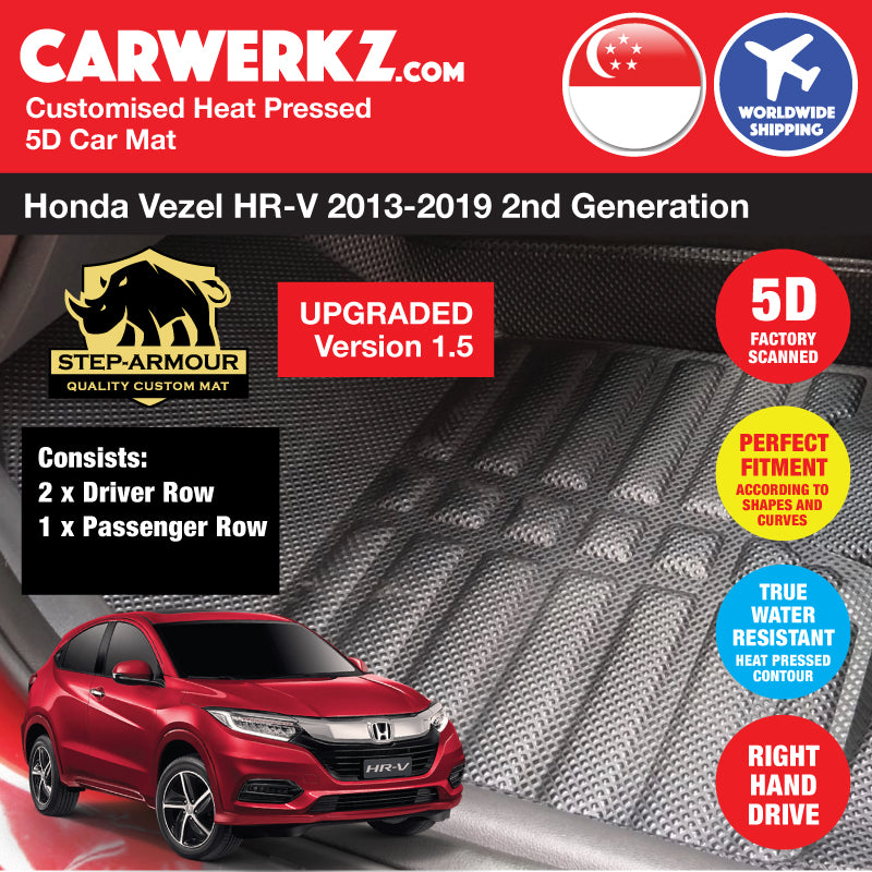 STEP ARMOUR (Version 1.5) Honda Vezel HRV 2013-2019 2nd Generation Japan SUV Customised 5D Car Mat - carwerkz official store singapore