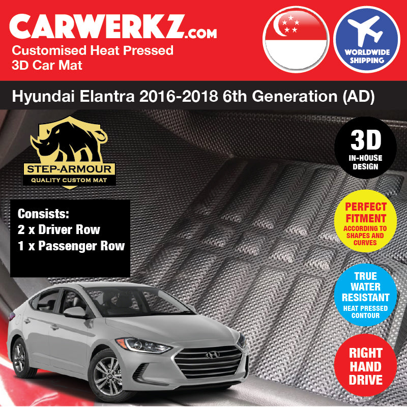 STEP ARMOUR™ Hyundai Elantra 2016-2018 6th Generation (AD) Korean Sedan Car Customised 3D Car Mat