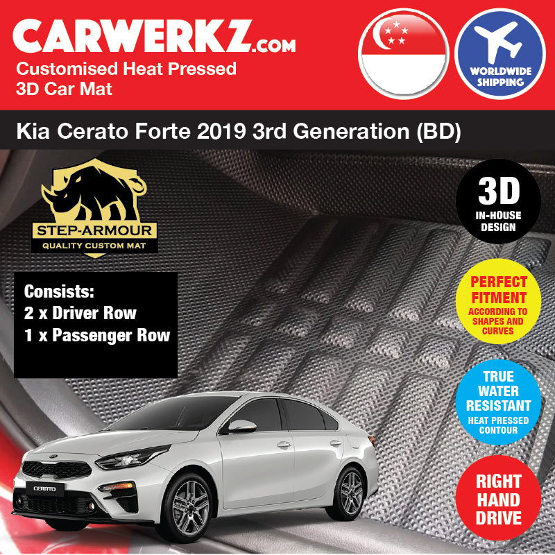 STEP ARMOUR™ Kia Cerato Forte 2019 3rd Generation (BD) Korea Sedan Car Customised 3D Car Mat - CarWerkz