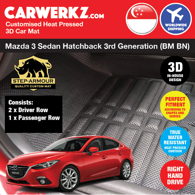 STEP ARMOUR™ Mazda 3 Sedan Hatchback 2013-2018 3rd Generation (BM BN) Japan Sedan Hatchback Customised 3D Car Mat