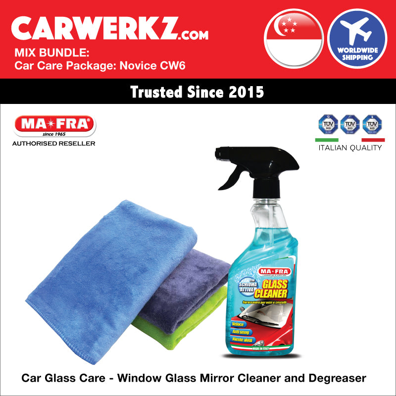MIX BUNDLE: Mafra Car Care Package (Novice Basic CW6) Car Glass Care - Window Glass Mirror Cleaner and Degreaser - carwerkz singapore sg