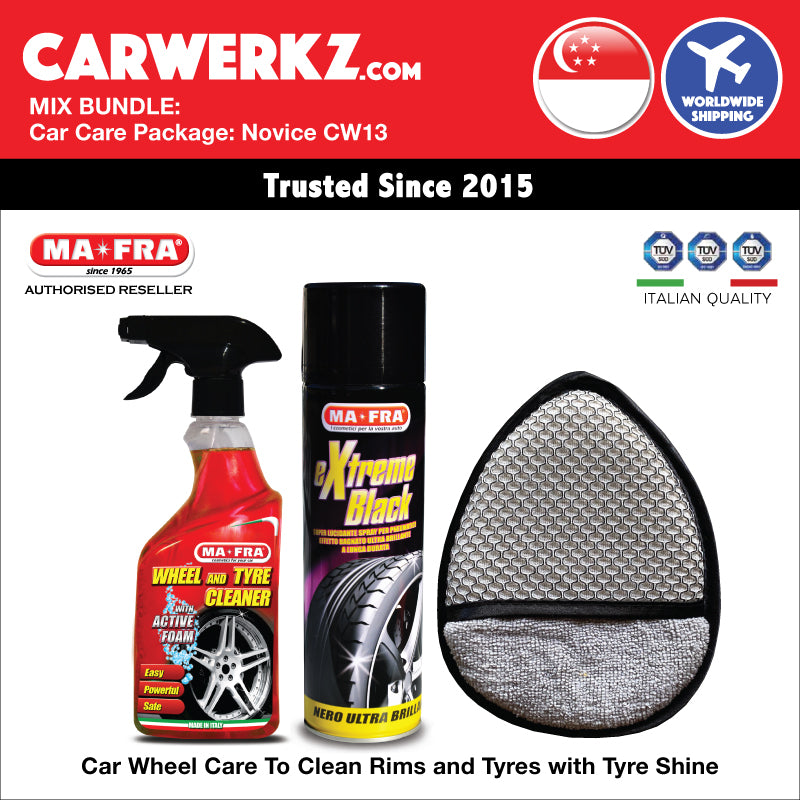 MIX BUNDLE: Mafra Car Care Package (Novice Intermediate CW13) Car Wheel Care Tyres and Rims Cleaning with Tyre Shine - carwerkz sg singapore