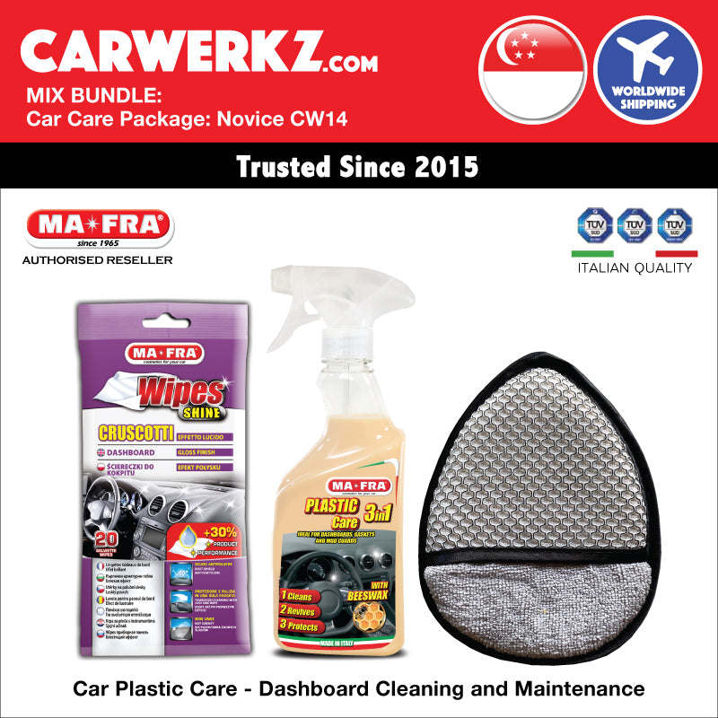 MIX BUNDLE: Mafra Car Care Package (Novice Intermediate CW14) Car Plastic Care - Dashboard Cleaning and Maintenance - carwerkz sg singapore