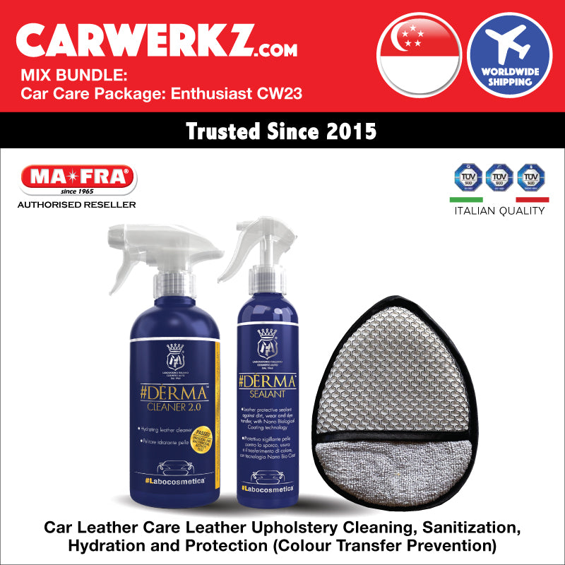 MIX BUNDLE: Labocosmetica Car Care Package (Enthusiast Intermediate CW23) Car Leather Care Leather Upholstery Cleaning, Sanitization, Hydration and Protection (Colour Transfer Prevention) - carwerkz singapore sg