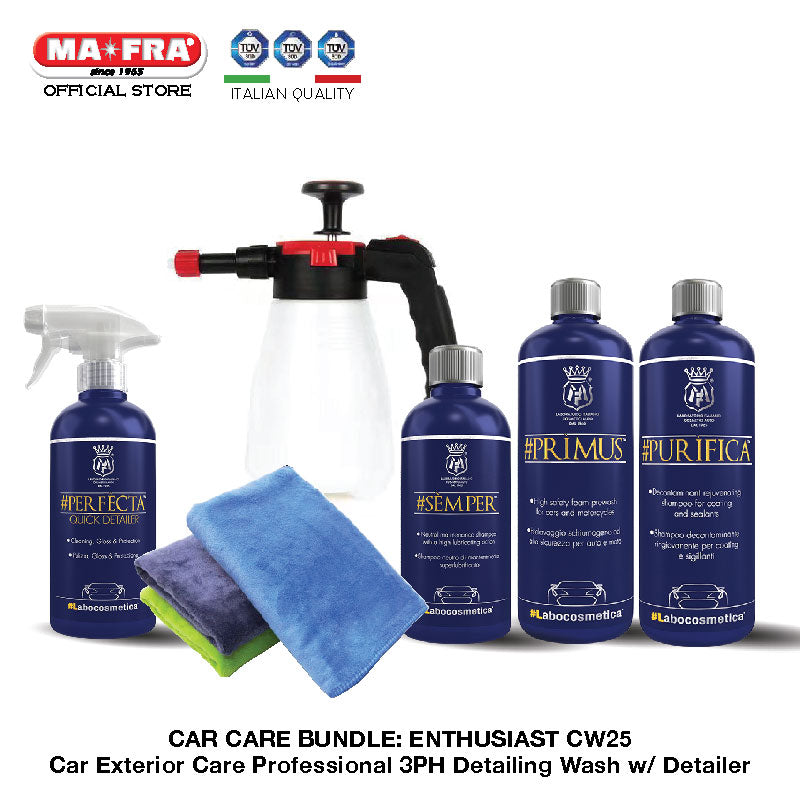 MIX BUNDLE: Mafra Car Care Package (Enthusiast Advance CW25) Car Exterior Care Labocosmetica 3PH Detailing Purifying Lubrication Wash with Detailer - Labocosmetica Official Store Singapore SG