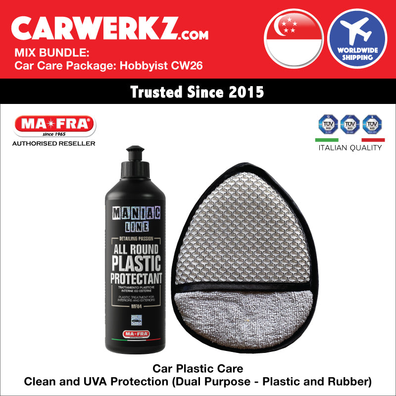 MIX BUNDLE: Mafra Car Care Package (Hobbyist Basic CW26) Car Plastic Care - Clean and UVA Protection (Dual Purpose - Plastic and Rubber) - carwerkz singapore sg