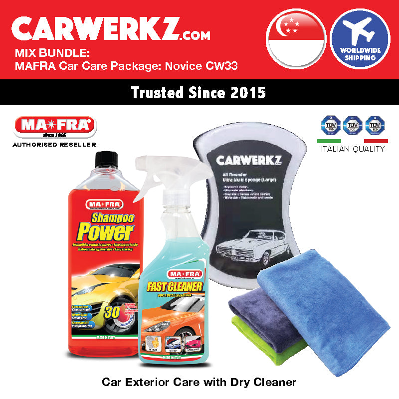 MIX BUNDLE: Mafra Car Care Package (Novice Intermediate CW33) Car Exterior Care Shampoo and Fast Cleaner (Dry Cleaner)