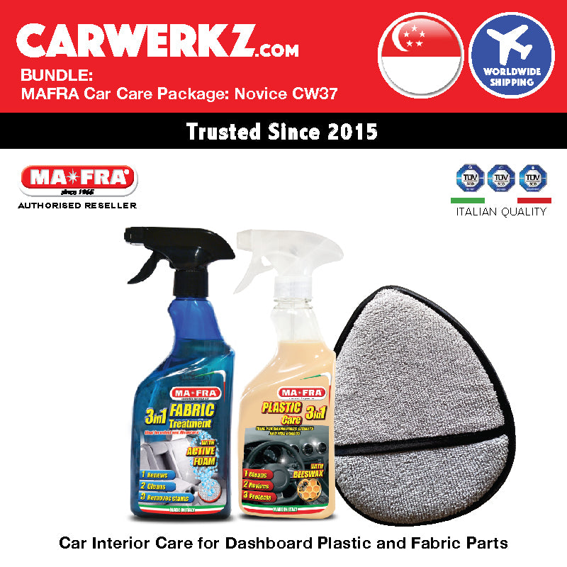 MIX BUNDLE: Mafra Car Care Package (Novice Intermediate CW37) Car Interior Care Dashboard and Fabric Seat Cleaning and UV Protect - carwerkz singapore sg official store