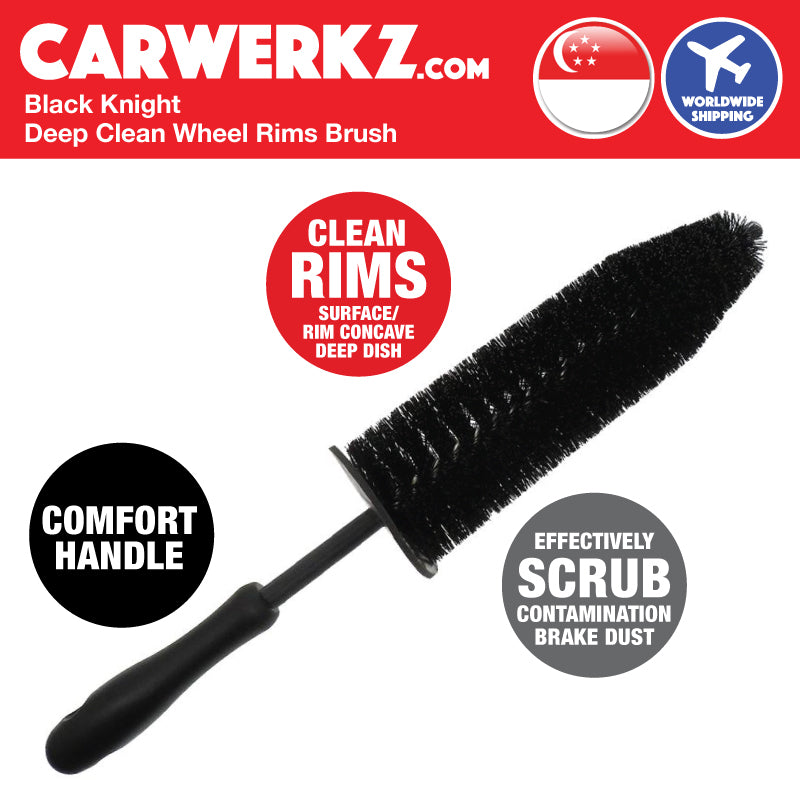 Carwerkz Black Knight Wheel Rim Brush (Medium Soft Bristle Wheel Rim Brush to clean your rims gently)