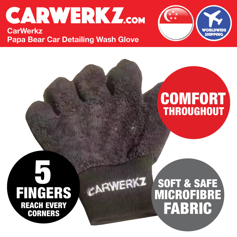CarWerkz Papa Bear Detailing Wash Glove (The ergonomic car detailing wash glove that help you clean more thoroughly) - carwerkz official store singapore sg