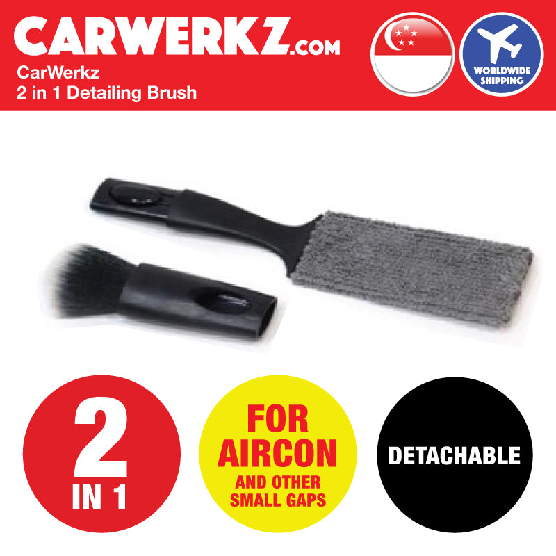 CarWerkz 2 in 1 Detailing Brush (2 tips car detailing brush for cleaning aircon and small gaps)