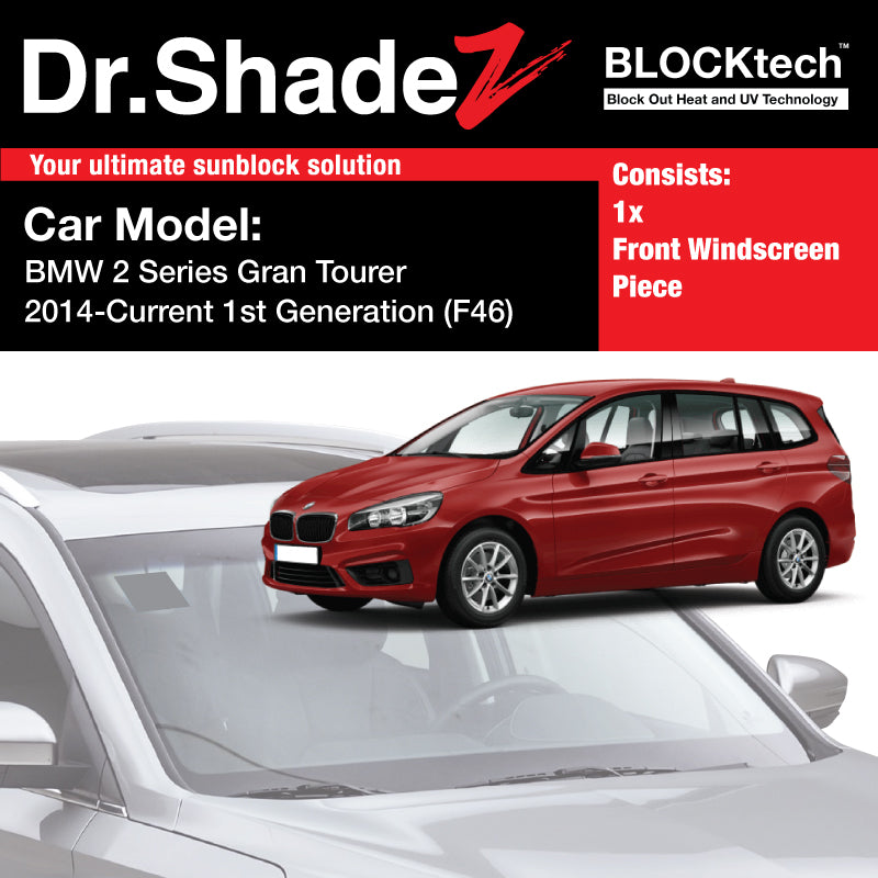 BLOCKtech Premium Front Windscreen Foldable Sunshade for BMW 2 Series Gran Tourer 2014-Current (F46)
