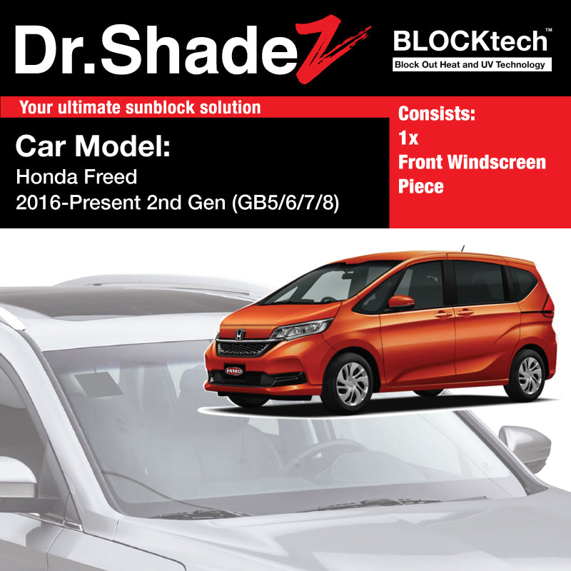 BLOCKtech Premium Front Windscreen Foldable Sunshade for Honda Freed 2016-Current 2nd Generation (GB5 GB6 GB7 GB8)