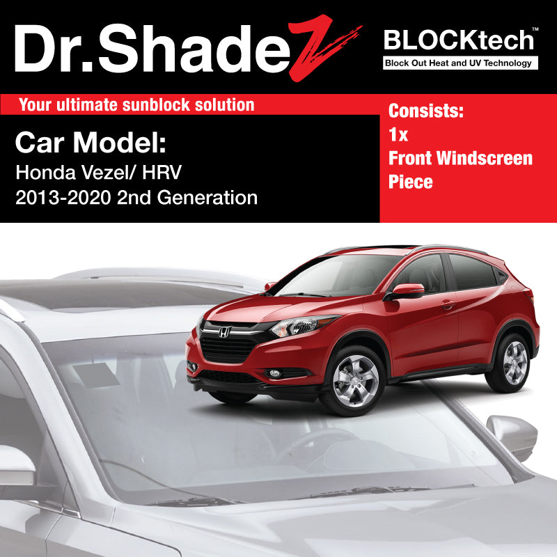 BLOCKtech Premium Front Windscreen Foldable Sunshade for Honda Vezel HRV Petrol Hybrid 2013-2020 2nd Generation