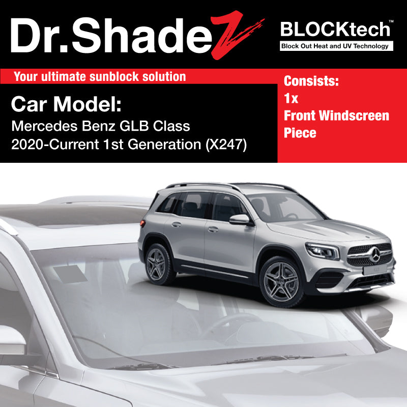 BLOCKtech Premium Front Windscreen Foldable Sunshade for Mercedes Benz GLB Class 2019-Current 1st Generation (X247)