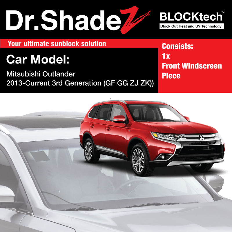 BLOCKtech Premium Front Windscreen Foldable Sunshade for Mitsubishi Outlander 2013-Current 3rd Generation (GF/ GG/ ZJ/ ZK)