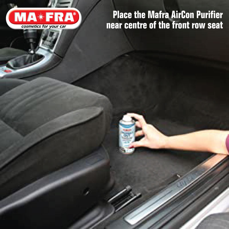 Mafra Odorbact Out Air Conditioner Cleaning Purifier 150ml (Talc Fragrance) (EU Legislated against Covid-19) - carwerkz singapore sg place on the driver row seat leg room