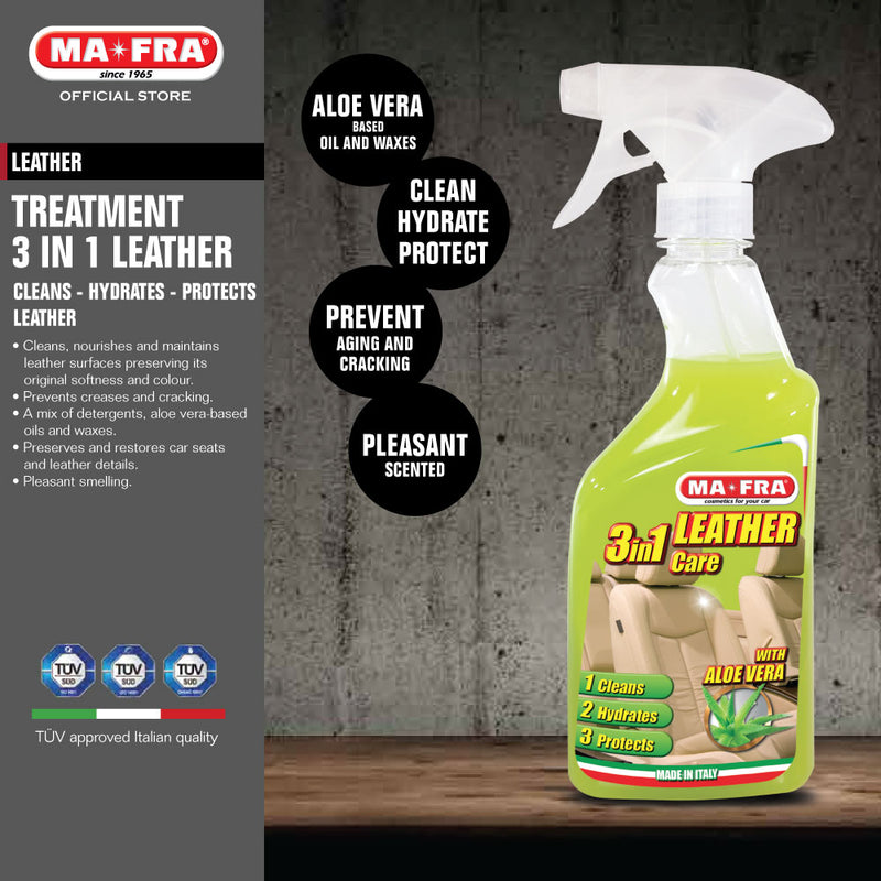 Mafra Treatment 3 in 1 Leather 500ml (Cleans Hydrates Protects car leather seats, anti aging and anti cracking formula) - carwerkz singapore sg