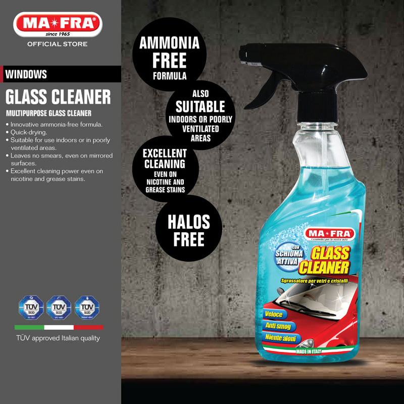 Mafra Glass Cleaner Degreaser 500ml (Active foam Ammonia Free Halos Free glass cleaning) - Mafra Official Store SG