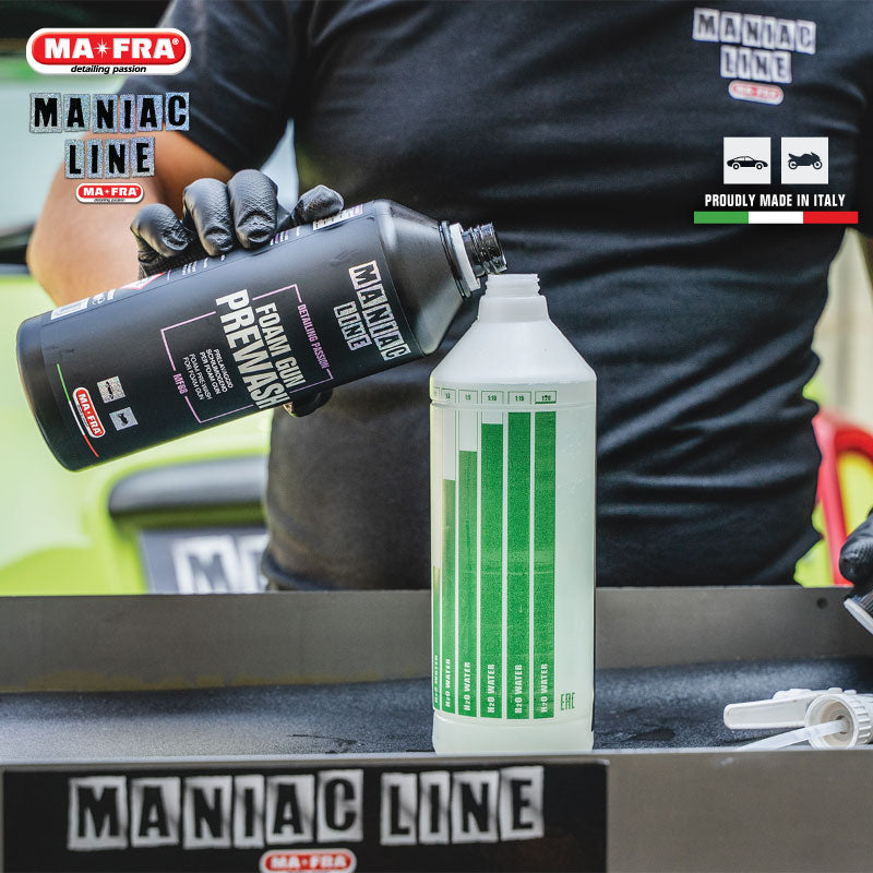 Mafra Maniac Line Foam Gun Prewash 1L (Safe Powerful Dry Compact Foam prevent swirl and micro scratches) - carwerkz sg singapore spray pet bottle dilution
