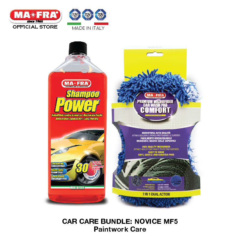 BUNDLE: Mafra Car Care Package (Novice Basic MF5) Car Exterior Care Shampoo and Wash Pad Sponge - carwerkz singapore sg