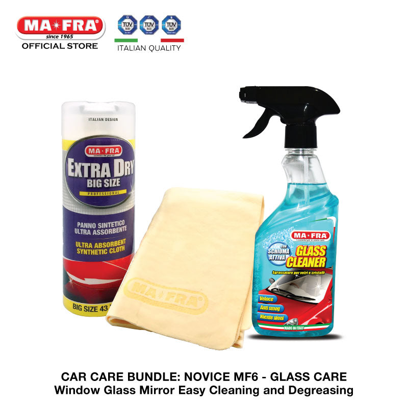 BUNDLE: Mafra Car Care Package (Novice Basic MF6) Car Glass Care - Window Glass Mirror Easy Cleaning and Degreasing