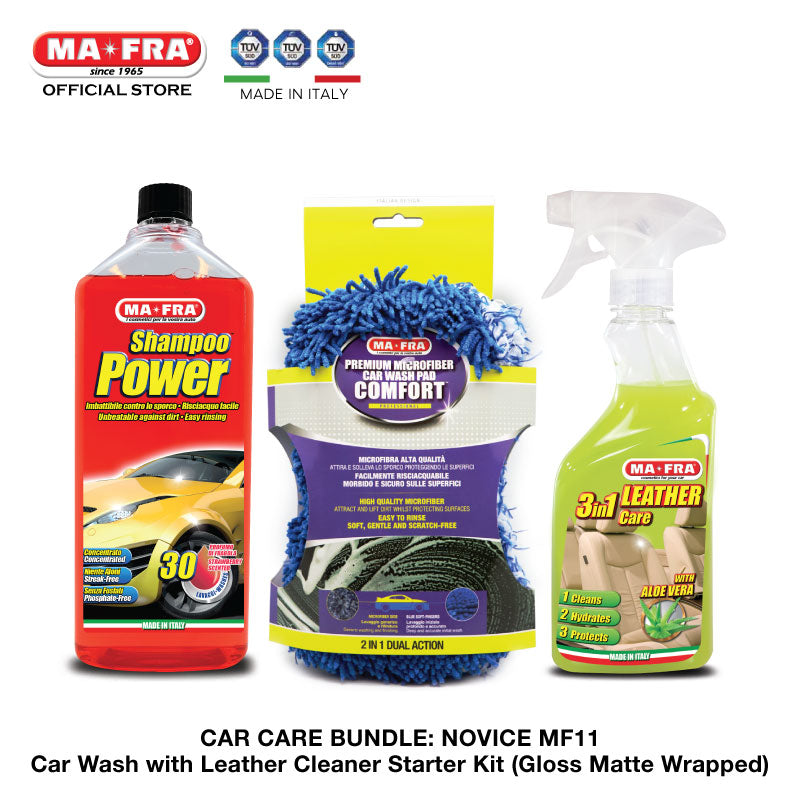 BUNDLE: Mafra Car Care Package (Novice Basic MF11) Car Wash with Leather Cleaner Starter Kit (Gloss Matte Wrapped) - mafra official store sg singapore